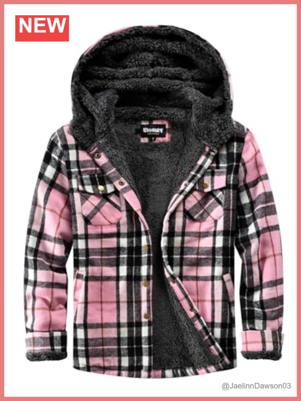 Elesuit Women Fleece Flannel Plaid Sherpa Hooded Button Down Jacket